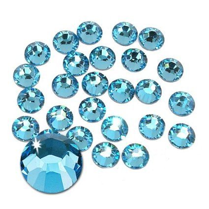 Jollin Hot Fix Kristalle Flacher Rückseite Strasssteine Glas Glitzersteine Nagelkunst Edelsteine Gems, SS16 576pcs, Aquamarin von Jollin