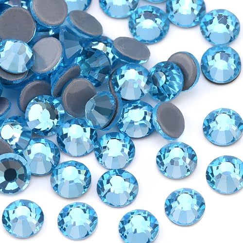 Jollin Hotfix-Kristall-Strasssteine mit flacher Rückseite, Glasdiamanten zum Basteln, Basteln, Dekorationen, Kleidung, Schuhe, 3,2 mm, SS12, Aquamarin, 2880 Stück von Jollin