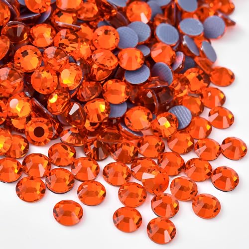 Jollin Hotfix-Kristall-Strasssteine mit flacher Rückseite, Glasdiamanten zum Basteln, Basteln, Dekorationen, Kleidung, Schuhe, 4,0 mm, SS16, Orange Siam, 2880 Stück von Jollin