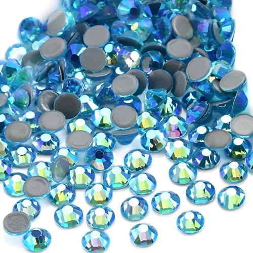 Jollin Hotfix-Kristall-Strasssteine mit flacher Rückseite, Glasdiamanten zum Basteln, Basteln, Dekorationen, Kleidung, Schuhe, 4,8 mm, SS20, Aquamarin AB, 2880 Stück von Jollin