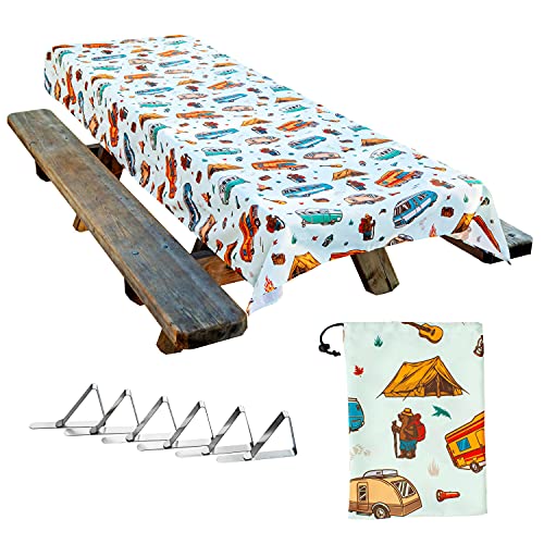 Jolly Camper Elastische Polyester-Tischdecke, 183 x 76 cm, Grüne Kiefern von Jolly Camper