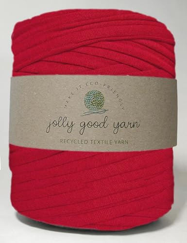 Jolly Good Yarn T-Shirt-Garn aus recycelter Baumwolle, für Häkelarbeiten, Makramee, Loom-Stricken, Apfelrot, 800 g / 100 m von Jolly Good Yarn