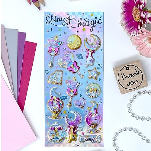 Jolly Stickers® "Moon & Stars"- Entdecke Schüttelsticker! Kunstprojekte, Bastelspaß, Glitzer & Fantasie Dekorieren Geschenke Girls Mädchen Spaß aesthaetic 3d Puffy Bullet Journal Aufkleber Handyhülle… von Jolly Stickers