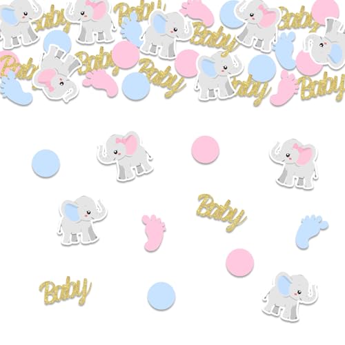 Jollyboom Elefant Geschlecht Enthüllung Dekorationen, 200pcs Elefant Geschlecht Offenbaren Konfetti Baby Elefant Tischdekoration Konfetti für Jungen Mädchen Geschlecht Enthüllung Baby Shower Party von Jollyboom