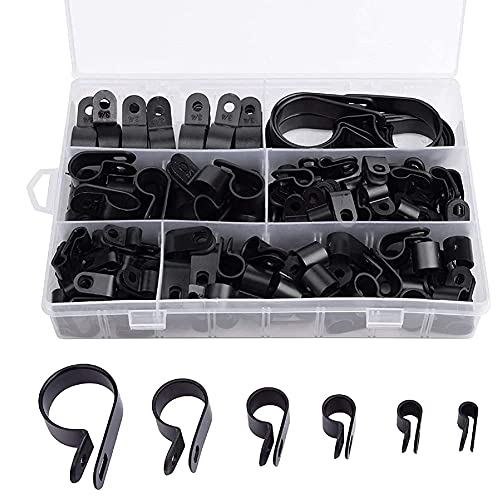 Jolsaawie 200 StüCk R-Typ P-Typ Kabel Klemmen Kunststoff Nylon Draht Clip Sortiment Kit Hardware Werkzeuge Kabel Clip Schnalle Clips Krawatten von Jolsaawie