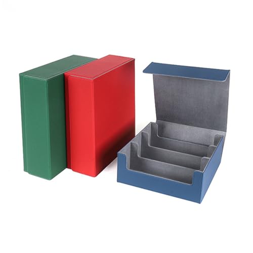 Jolsaawie Kartenaufbewahrungsbox für Sammelkarten, 1800+ PU-KartendeckhüLle, Kartenbox mit Magnetverschluss für Magnetische Spielkarten, Schwarz + Blau von Jolsaawie