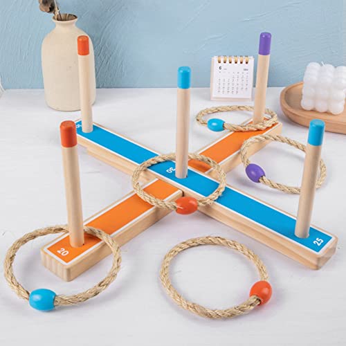 Jolsaawie Ring Toss Toy Set Kinder Outdoor-Wurfringspiel 3-12 Jahre Kinder-Outdoor-Spiele Holzring-Wurfspielband von Jolsaawie