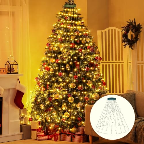 Christbaumbeleuchtung mit Ring, 400 LEDs Lichterkette Weihnachtsbaum mit 16 tränge 2m Tannenbaum lichterkette, Fairy Lights Christmas LED Tree für 150cm-240cm Baum Weihnachten/Party/Hochzeit (16) von Joltix