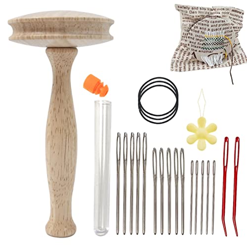 Jomewory Loom Strickmaschine, Kleines Pilz Stopfset aus Holz, Stopfmaschine Weaving Mending Repair Tool zum Stopfen von Jeans, Socken und Kleidung von Jomewory