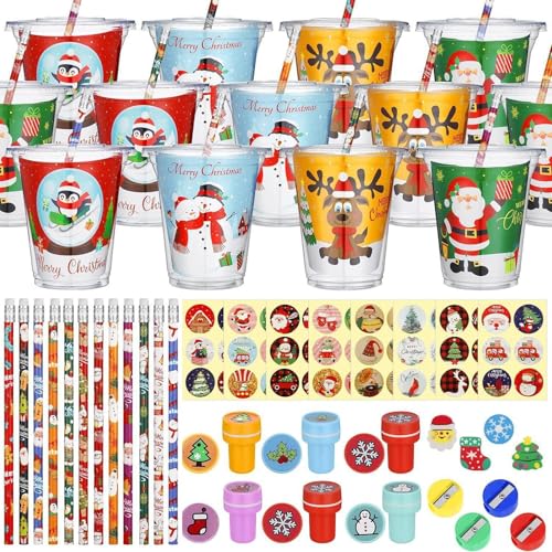 Jomewory Schul-Briefpapier-Set, Weihnachts-Briefpapier-Set - 144X Schul-Cartoon-Spielzeug, Schüler-Briefpapier-Set - Weihnachtsfeier für und Mädchen, Schulanfang, Freude auf Reisen, Bibliothek von Jomewory