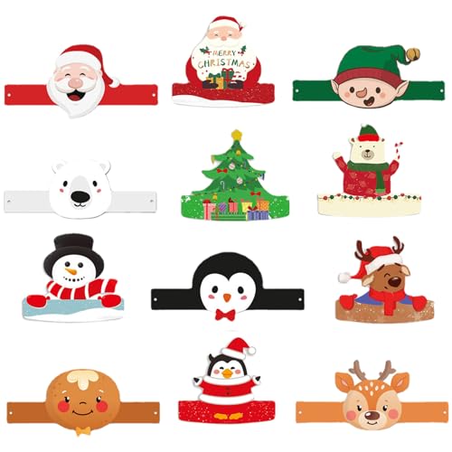 Jomewory Weihnachts Papierkronen | 12 Stück Verstellbare Gummiband Papierkronen | Frohe Weihnachten, Lustige Foto Accessoires, Dekorative Papierhüte für die Weihnachtsfeier von Jomewory