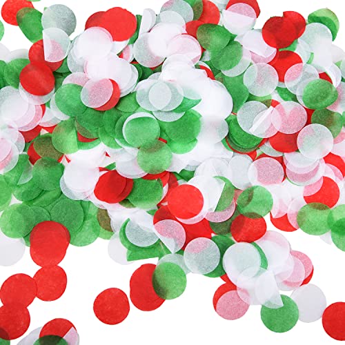 Jomnvo 3000 Stück Weihnachten Rund Tissue Konfetti Rot Grün Weiß Runde Papierkonfetti für Partys Weihnachten Geburtstag Hochzeit Ballon Tischdekoration (Rot Grün Weiß) von Jomnvo