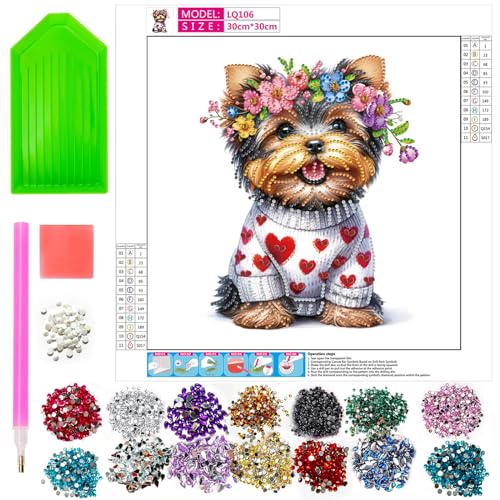 Jomzuci Bastelset Mädchen 6 7 8 9 10 11 12 Jahre, Diamond Painting Kinder ab 4-10 Jahre, Geschenk Mädchen 4-10 Jahre, Diamant Painting Bilder Kinder Katze Geschenke für Mädchen Teenager (Hund) von Jomzuci