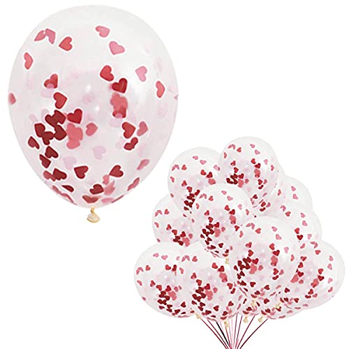 20 Konfetti Ballons Rot Herz Konfetti Luftballons Romantisch Deko, Dekoration für Romantische Atmosphäre, Heiratsantrag, Valentinstag Deko und Hochzeit von Jonami