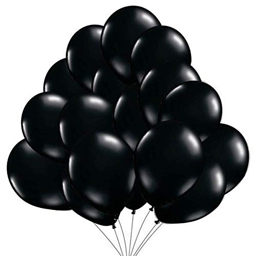 45 Luftballons Schwarz Ballons 36 cm Partyballon Deko 3,2g. Dekoration für Schwarze Party von Jonami