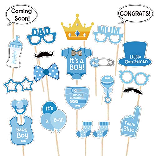 Babyparty Fotorequisiten Junge - Baby Shower Fotoaccessoires, Blau Masken, Neugeborene Foto Stützen, Photo Booth Props fur Baby Party. Babydusche Photobooth Stützen von Jonami