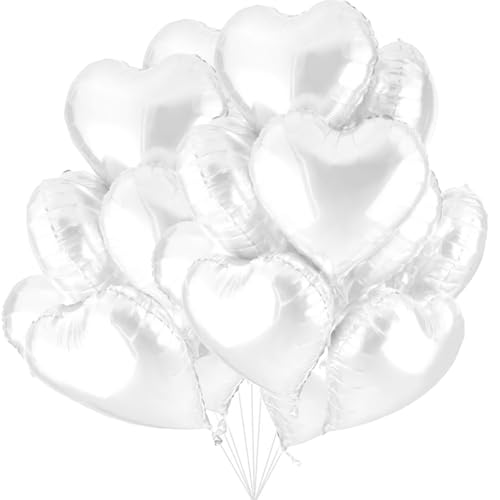 25 Herz Folienballons Weiss Helium Luftballon, Romantisch Deko, Dekoration für Romantische Atmosphäre, Heiratsantrag, Valentinstag Deko und Hochzeit von Jonami