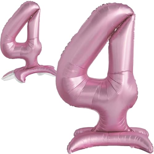 Luftballon 4. Geburtstag Zahl 4 Rosa Stehende XXL Riesen Folienballon 82cm Geburtstagsdeko Mädchen Ballon Zahl Deko zum Geburtstag. von Jonami