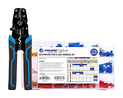 Jonard Tools TCK-178X Solderless Ring/Lug Terminal Kit with Butt Splices, Ring, Fork, and Spade Terminals, and Terminal Crimper von Jonard Tools