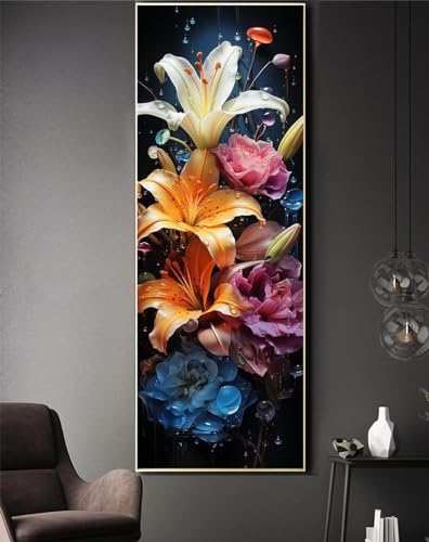 5D Diamond Painting Lilie Diamant Painting Builder Full Drill Diamond Painting Kinder 40x120cm Diamond Art Erwachsene Diamant Kunst Malerei Stickerei Set Kreuzstich Bilder für Wohnzimmer Wanddeko-f347 von Jonceen