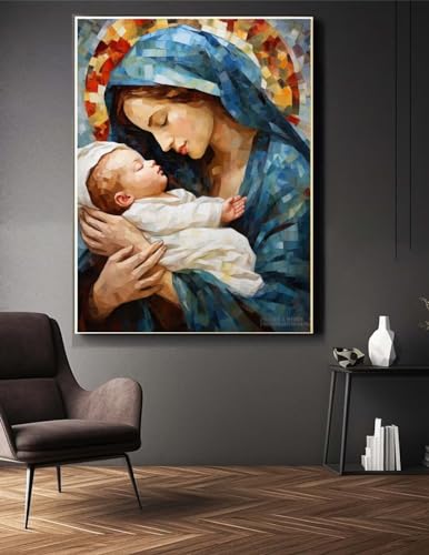 Diamond Painting Jungfrau Maria Diamond Painting Erwachsene, 5D Diamant Painting Bilder Full Diamond Painting Kinder, DIY Malen Nach Zahlen Diamant Malerei Stickerei Set für Wand Dekor 30x50 cm S/151 von Jonceen