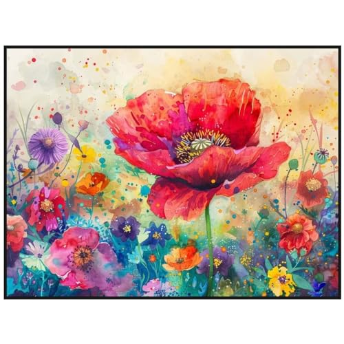 Diamond Painting Mohnblume Diamond Painting Erwachsene, 5D Diamant Painting Bilder Full Drill Diamond Painting Kinder, DIY Malen Nach Zahlen Diamant Malerei Stickerei Set für Wand Dekor 65x90 cm Y/499 von Jonceen