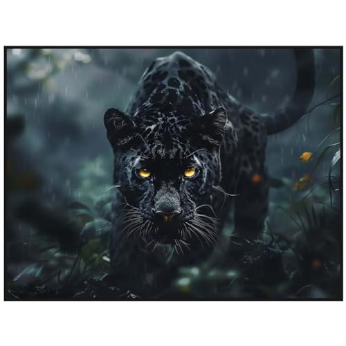 Diamond Painting Panther Tier 50x75 cm Malen Nach Zahlen Erwachsene Diamant Painting Bilder, Full Runde Steine Diamond Painting Kinder, DIY Bastelset Diamond Painting Set Crystal Art, Wand Dekor Y/870 von Jonceen