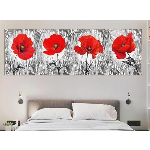 Diamond Painting Roter Mohn Diamant Painting Builder Full Drill Diamond Painting Kinder 20x60cm Diamond Art diy Set Erwachsene Diamant Kunst Malerei Stickerei Set Kreuzstich Bilder für Wanddeko-y461 von Jonceen