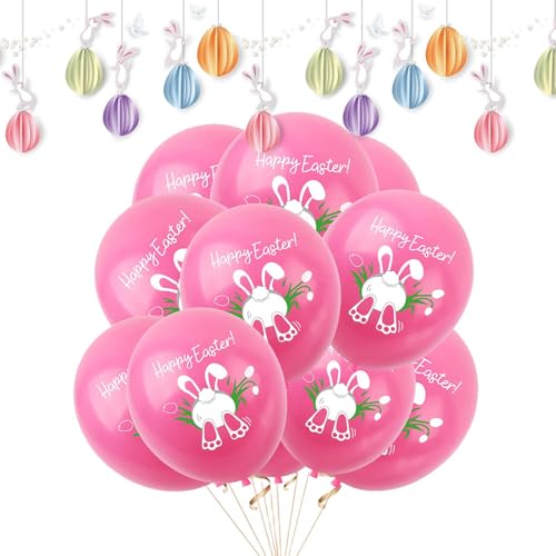 Frohe Osterballons, Osterparty Latexballons Dekorationen | 100x niedliche Eier Bunny Chick Ballon,Hallo Frühling Frohe Osterdekor Latex Indoor Outdoor Dekorationen von Jongyumo