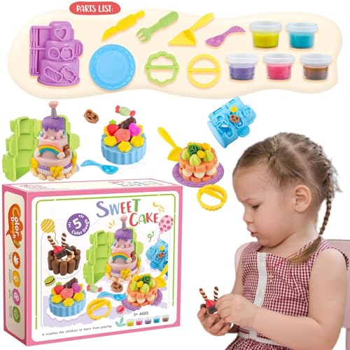 Modelliermasse Kit, Spiel Farbteig Sets, Koch Spiel Farbteig Zubehör Set, Waffel Pizza Burger Farbiger Ton Spielzeug für Kinder, Mädchen, von Jongyumo