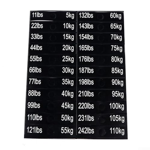 Jonikuper Gewichtsaufkleber für Fitnessgeräte, Polypropylen, verschleißfestes Material, kompakte Größe, 5 kg bis 109,8 kg, praktisches Design, für effektive Organisation Jonikuper Gewichtsaufkleber für Fitnessgeräte, Polypropylen, verschleißfestes Material, kompakte Größe, 5 kg bis 109,8 kg, praktisches Design, für effektive Organisation von Jonikuper