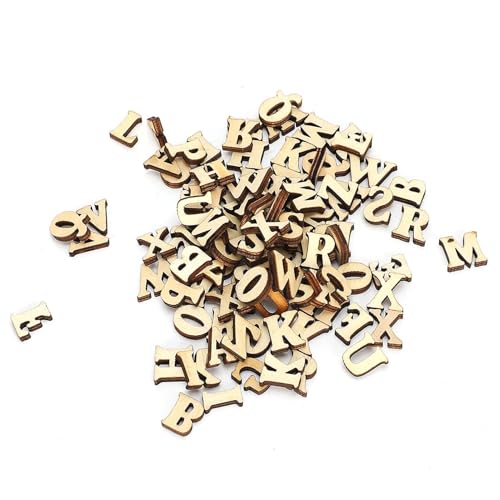 Holzbuchstaben, Holzbuchstaben, Holzblatt, Lernspielzeug, Basteln, Dekor, 200 Stück, DIY-Holzbuchstaben in Holzbuchstabenform für 26 Englische Buchstaben von Jonlaki