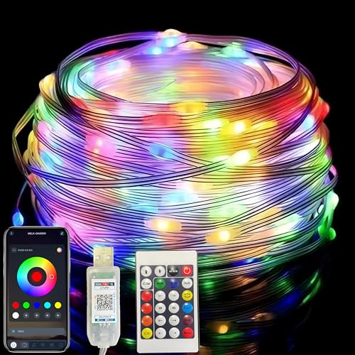 USB LED Lichterkette Außen Innen,10M 100 LED RGB Lichterkette Bunt Led Lichterkette mit Timer,Musik Sync,App Fernbedienung Steuerung, IP65 Wasserdicht String Lights für Weihnachten Party Hochzeit Deko von Jonurphy