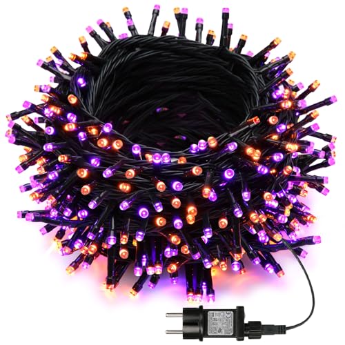 Joomer Halloween Lichterkette Outdoor, 20M 200LED Orange Lila Halloween Deko Lichterkette 8 Modi Wasserdichte Lichterkette Außen Strom Timer und Erweiterbar für Innen Party Garten Balkon Haus von Joomer