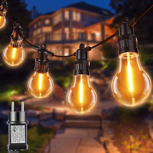 Joomer LED Lichterkette Außen Strombetrieben, 15.2M 20 Glühbirnen Lichterkette AuBen Strom Wetterfest, 8 Modi Warmweiß Outdoor Lichterkette Anschließbar für Garten Party Hochzeit Pavilion Balkon von Joomer