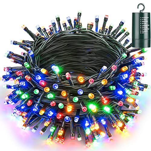 Joomer Lichterkette Außen, 20M 200 LED Weihnachten Lichterkette Batterie Timer, 8 Modi Weihnachtsbaum Lichterkette Wasserdichte IP65 Weihnachtsdeko für Balkon Zimmer Party Hochzeit Festival (Bunt) von Joomer