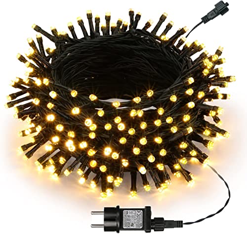 Joomer Lichterkette Außen 200 LED, 20M Warmweiß Weihnachtsbaum Lichterkette Strombetrieben mit Timer, 8 Modi Wasserdicht Weihnachtsbeleuchtung Innen für Outdoor Party Garten Hochzeit Deko von Joomer