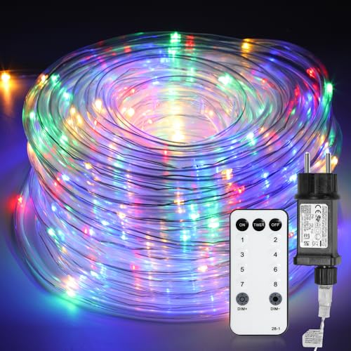 Jopassy 30m LED Lichterschlauch Außen, IP44 Wasserfest LED Lichtschlauch außen, mit Fernbedienung & Timer,für Außen Innen Party Hochzeit Weihnachten Dekolicht, Bunt von Jopassy