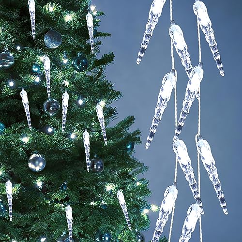 Jopassy Eiszapfen lichterkette außen 5m 40 leds lichterketten mit Stecker fairy lights aussen/innen für Party Garten Weihnachten Hochzeit Beleuchtung Zimmer Deko Kaltweiß von Jopassy