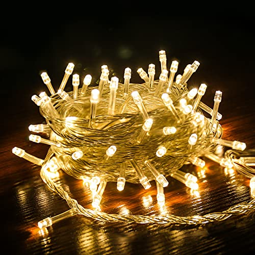 Jopassy LED Lichterkette Außen, 10m 100LEDs mit 8 Leuchtmode und Memory-Funktion, IP44 Wasserdicht Strombetrieben mit Stecker,für Weihnachten Dekoration Hochzeit, Warmweiß von Jopassy