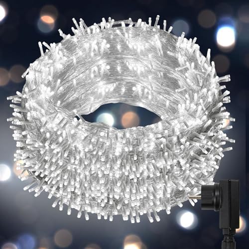 Jopassy Led Lichterkette Außen Kaltweiß 100m 500LED Lichtervorhang Weihnachtsbeleuchtung IP44 Wasserdicht mit 8 Modi und Memory für Außen & Inner von Jopassy