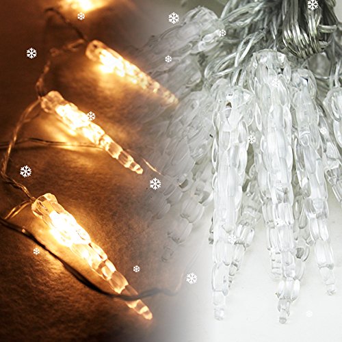 Jopassy Lichterkette Außen Warmweiß, 10M 40 LEDs Lichterkette Eiszapfen mit Stecker, 8 Modi und Speicherfunktion, Wasserdichte für Balkon, Garten, Geländer, Innen & Außen Deko von Jopassy