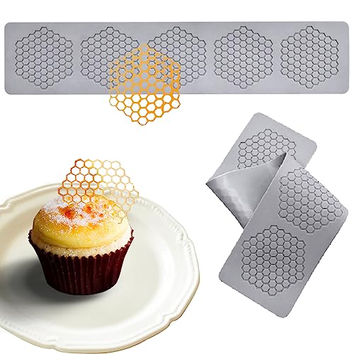 Jopgeey Tuile Wabenformen aus Silikon (2 Stück) mit hohlen 3D-Bienenstock-Süßigkeiten-Spitzen-Silikonformen zum Backen, Polymer-Ton, Zuckerhandwerk, Dessert, Cupcake, Kuchendekoration von Jopgeey