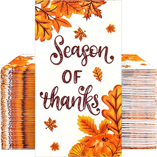 100 Thanksgiving Servietten Herbstblätter Papier Gästehandtücher 3-lagig Season Of Thanks Dekorative Servietten Herbst Ernte Blatt Einweg Handservietten für Badezimmer Abendessen Dekor Party Supplies von Jorfin