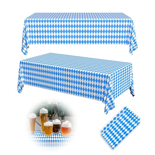 2 Stück Oktoberfest Tischdecke, 220 x 130 cm Blau Weiß Rechteckig Tischdecke Dekoration, Oktoberfest Tischtuch Bayerische Tischdeko für Bierzelten Haushalt Catering Oktoberfest Deko von Jormftte