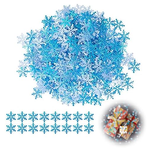 300 Stück Schneeflocken-Konfetti, Schneeflocken Deko Konfetti Blau, Streudeko Weihnachten Deko, Tischdeko Weihnachten Winter deko Schneeflocke Konfetti, Glitzer Konfetti Schneeflocken Deko von Jormftte