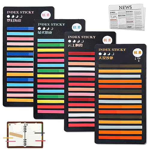 Sticky Notes-1200 Stücke Haftnotizen Tabs, 4 Sets Haftstreifen Transparente Selbstklebend Haftmarker Transparent Sticky notes für Lesezeichen,Studieren,Büro,Schulplaner Memo von Jormftte