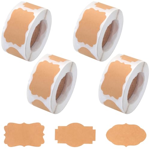 Jortmrd 1200 Stück Marmeladen Etiketten Selbstklebend Kraftpapier Aufkleber Marmeladengläser Klebeetiketten Kraft Geschenkaufkleber zum Beschriften für Handwerk Geschenkverpackung (Braun, 3 Stile) von Jortmrd