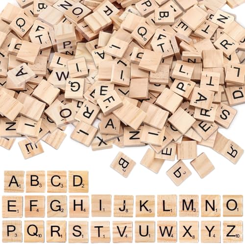 Jortmrd 400 Stück Holzbuchstaben Klein zum Basteln Buchstaben Holz Alphabet Buchstaben Fliesen A bis Z Puzzle zum Spielen Kleinbuchstaben mit Zahlenwerten für Kindererziehung DIY Kunsthandwerk von Jortmrd