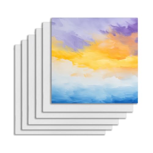 Jortmrd 6 Stück Keilrahmen Set Leinwand zum Bemalen 20x20cm Leinwandbrett Künstler Keilrahmen 100% Baumwolle für Acrylfarben Ölfarben Skizzieren Zeichnen (Weiß) von Jortmrd